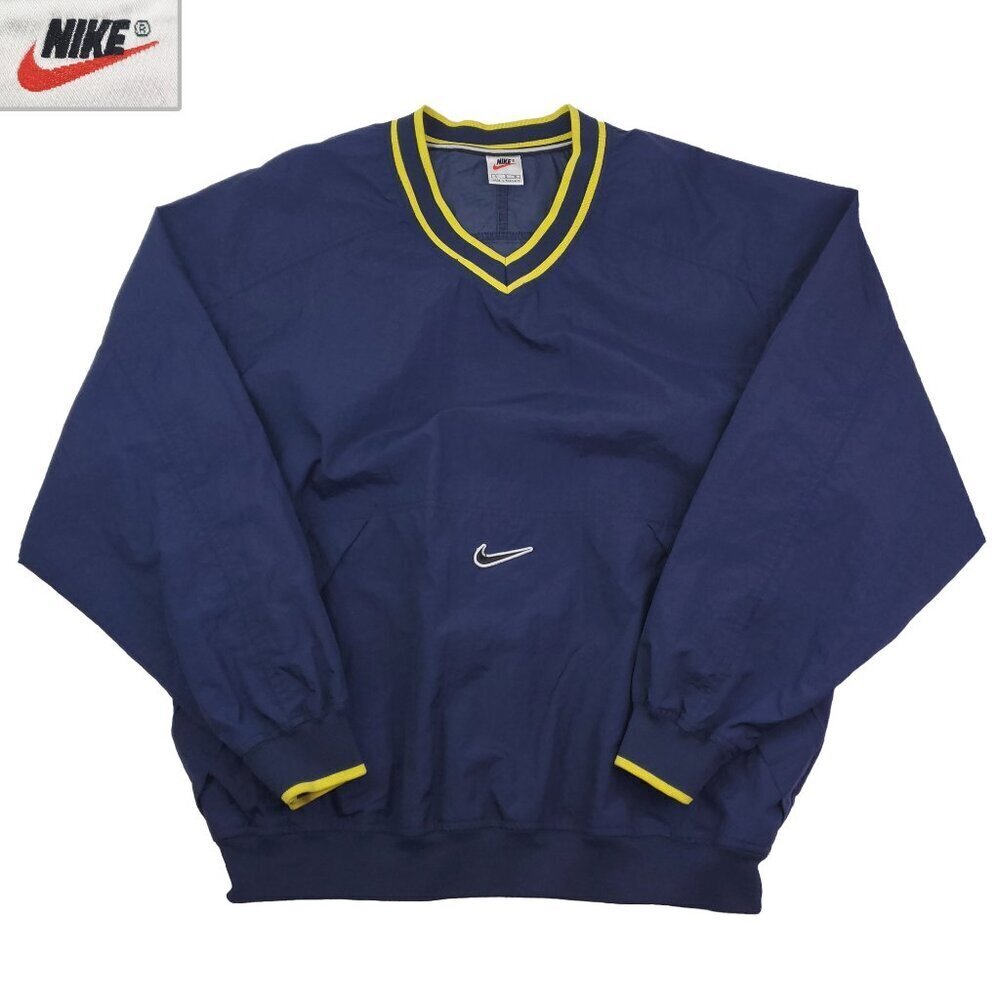 Nike Vintage Windbreaker Pullover Silver Tag Swoosh Zippered Pouch Men's Large